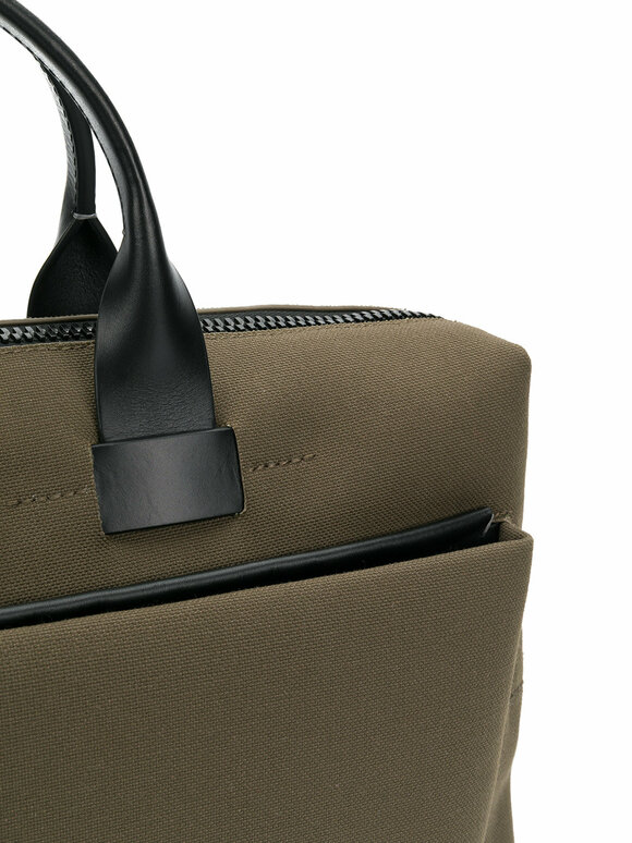 Troubadour - Khaki Canvas & Leather Slim Briefcase 