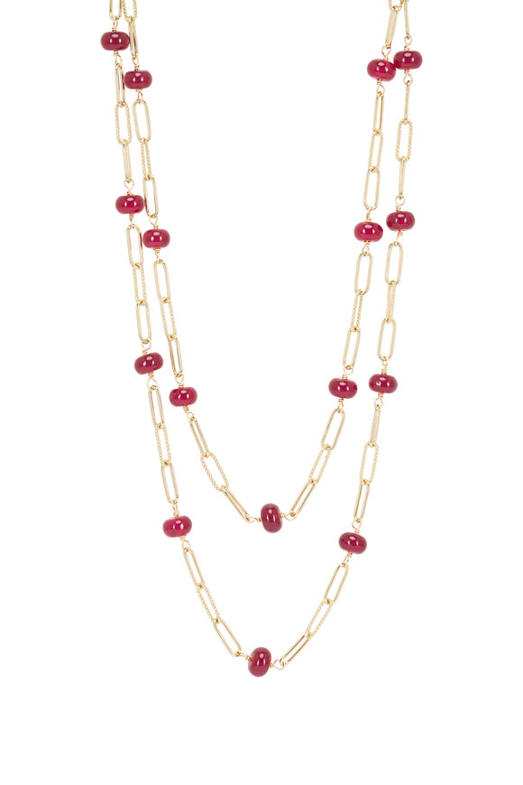 Cristina V. Safety Pin Maroon Agate Necklace - view 1