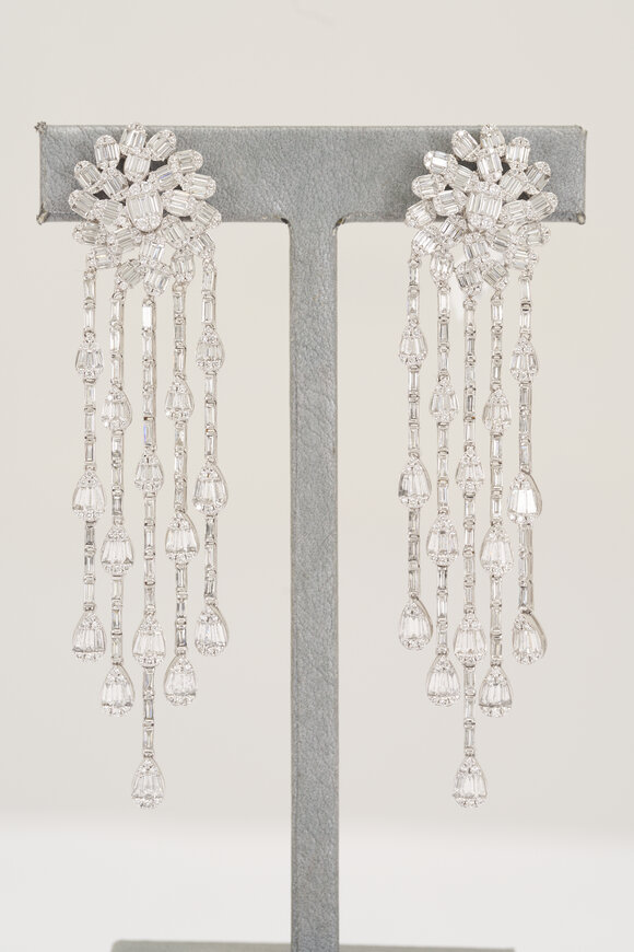 Graziela Gems 18k White Gold Ascension Fringe Diamond Earring