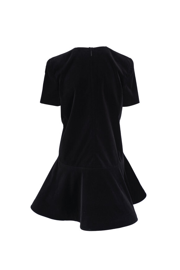 Valentino - Black Velvet Peplum Mini Dress 