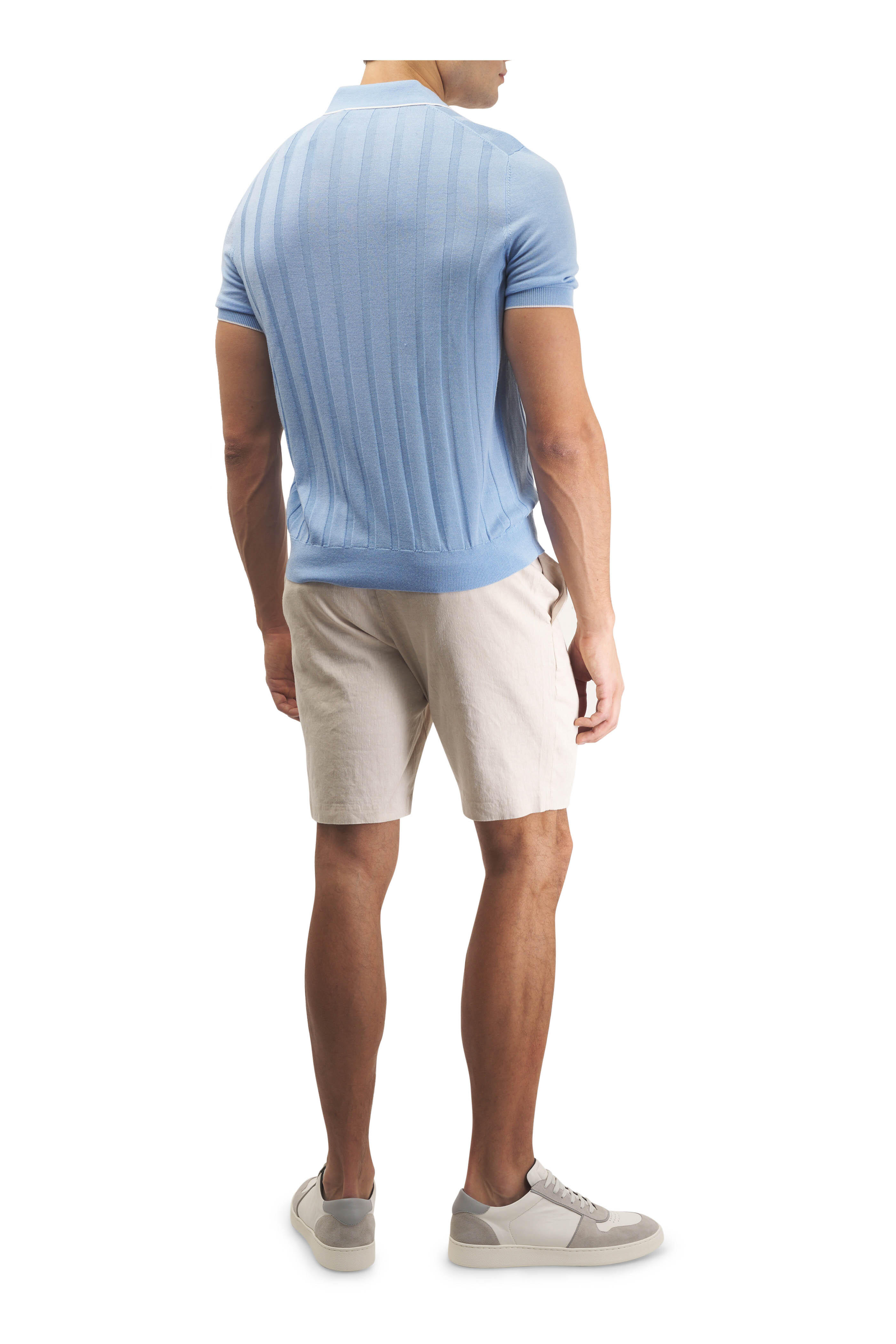 Patrick Assaraf - Drop Needle Tipped Sky Blue Wool Polo