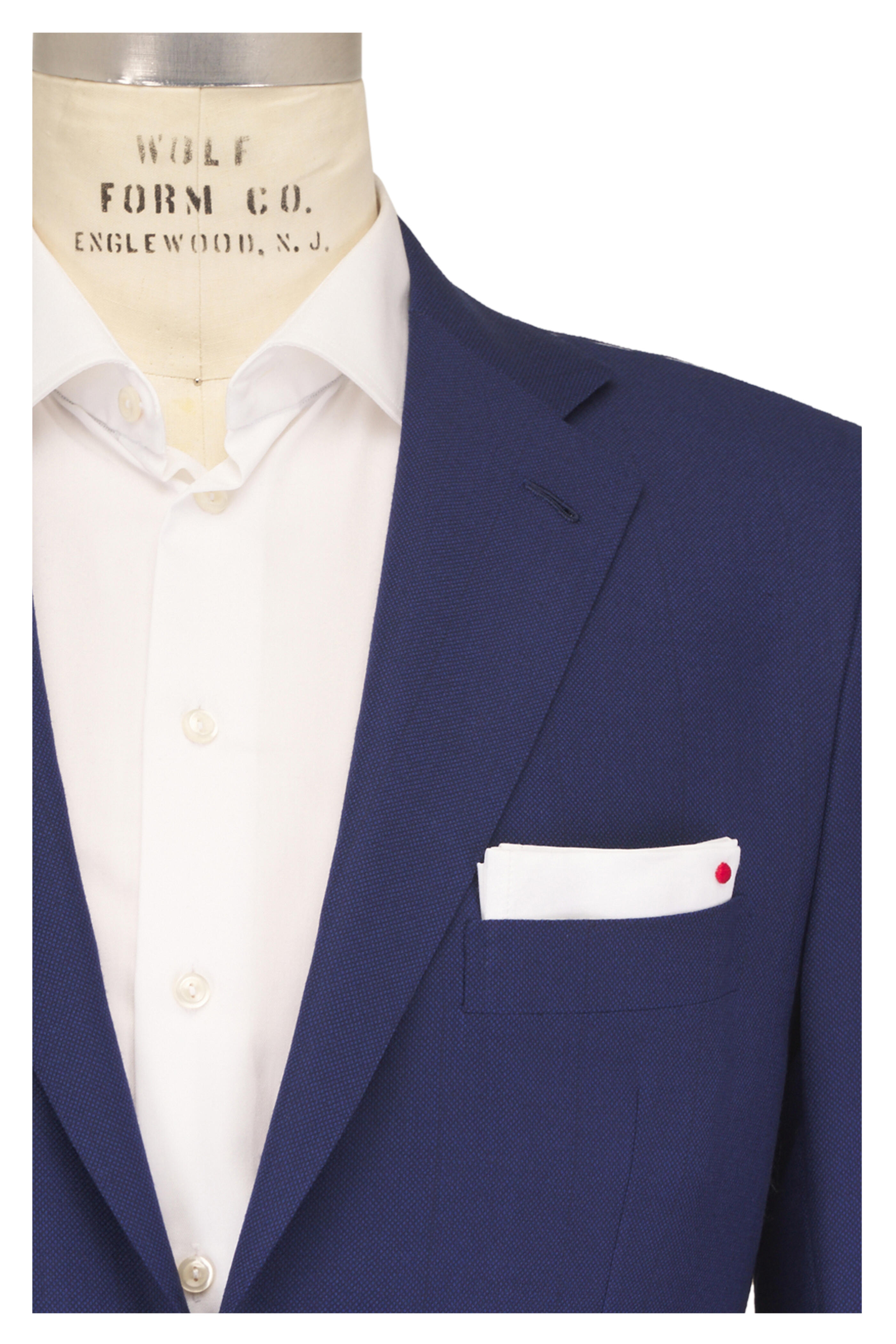 Kiton - Solid Navy Blue Wool Suit - view 1