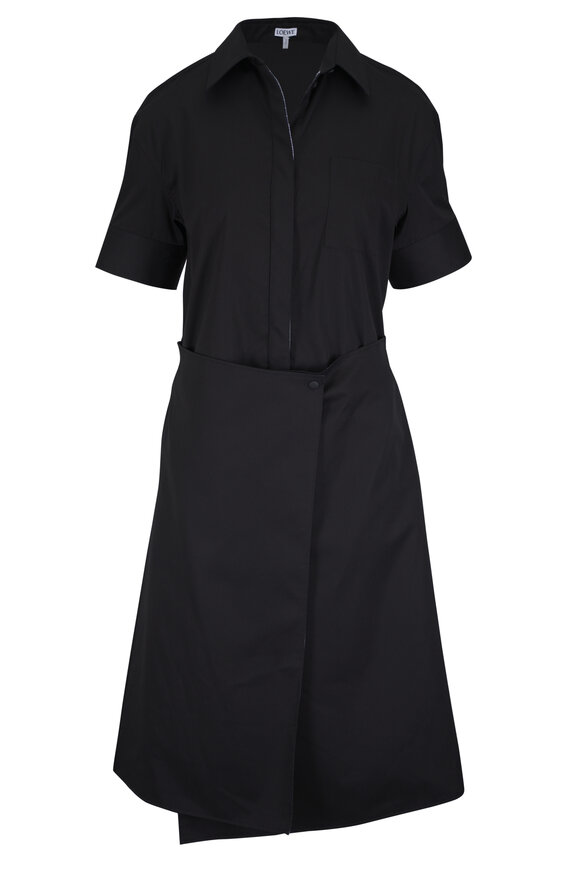 Loewe Black Cotton & Silk Wrap Style Dress - view 1