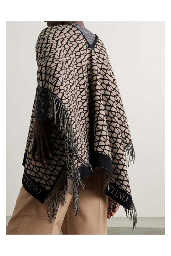 Valentino Garavani - Poncho in Beige and Black | Mitchell Stores