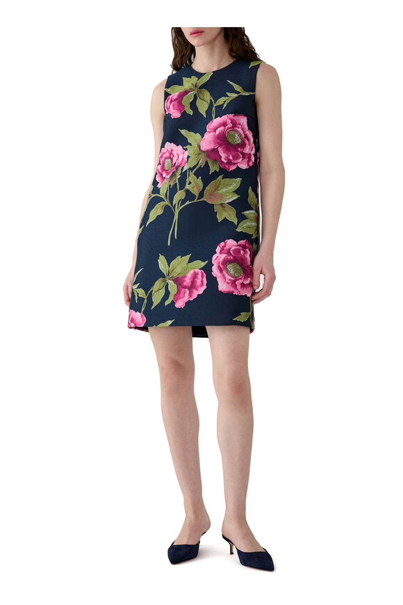 Carolina Herrera Multicolor Peony Print Jacquard Shift Dress - view 2
