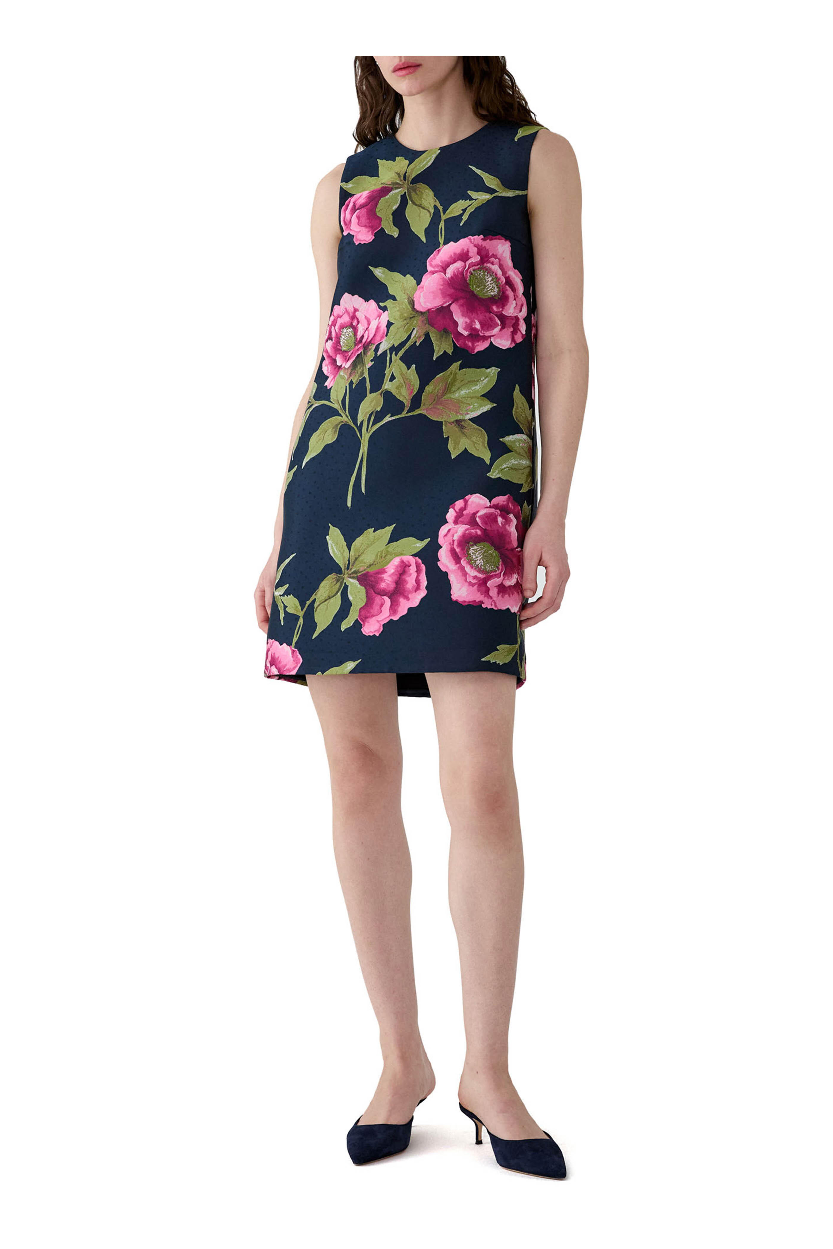 Carolina Herrera - Multicolor Peony Print Jacquard Shift Dress - view 2