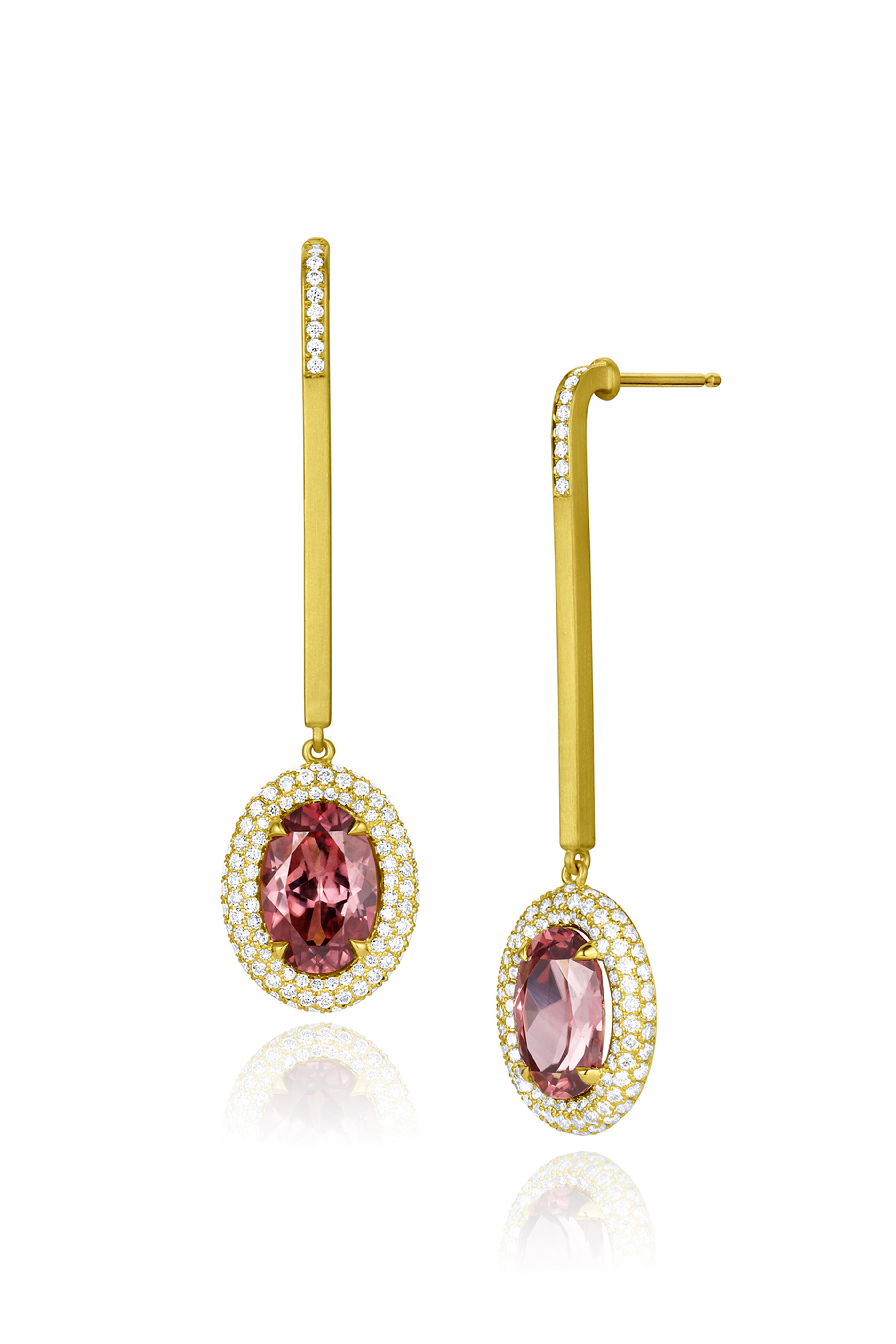 Leigh Maxwell - 18k Yellow Gold Rose Zircon Bauble Earrings - view 2