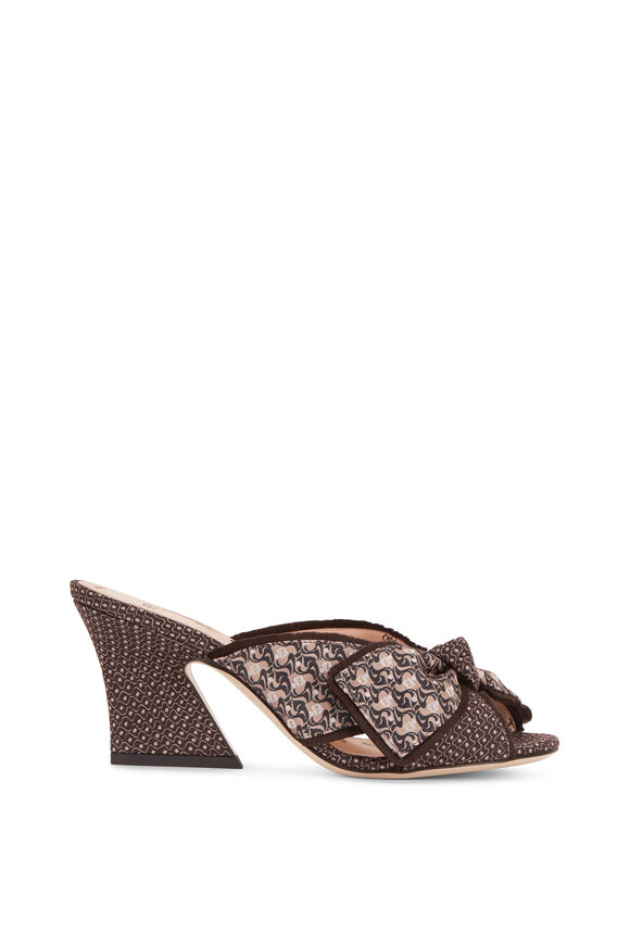 Fendi - Sabot Brown FF Jacquard Bow Mule, 75mm