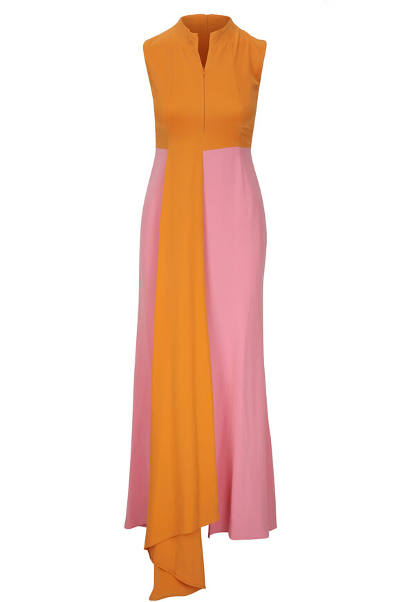 Akris - Colorblock Sunrise Cherry Blossom Silk Gown