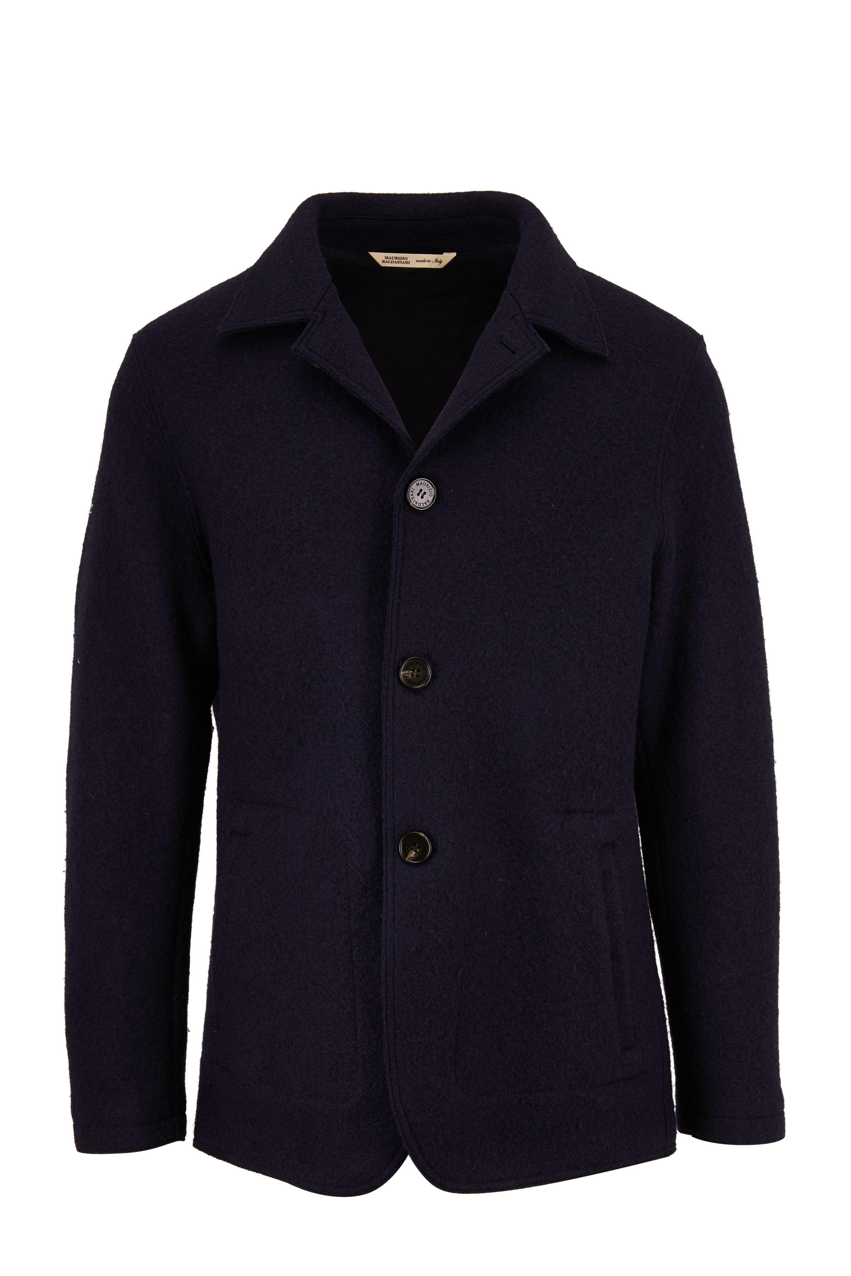 Maurizio Baldassari - Navy Wool Boucle Coat