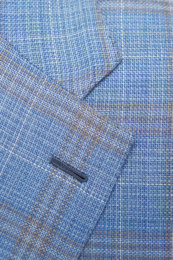 Brioni - Light Blue & Brown Plaid Wool Sportcoat