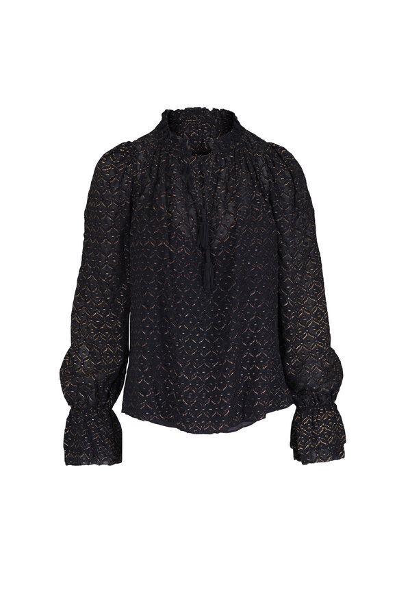 Veronica Beard Maxime Black & Gold Blouse
