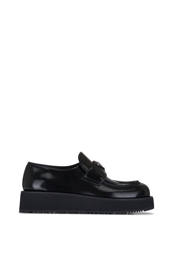 Prada - Black Leather Flatform Loafer 