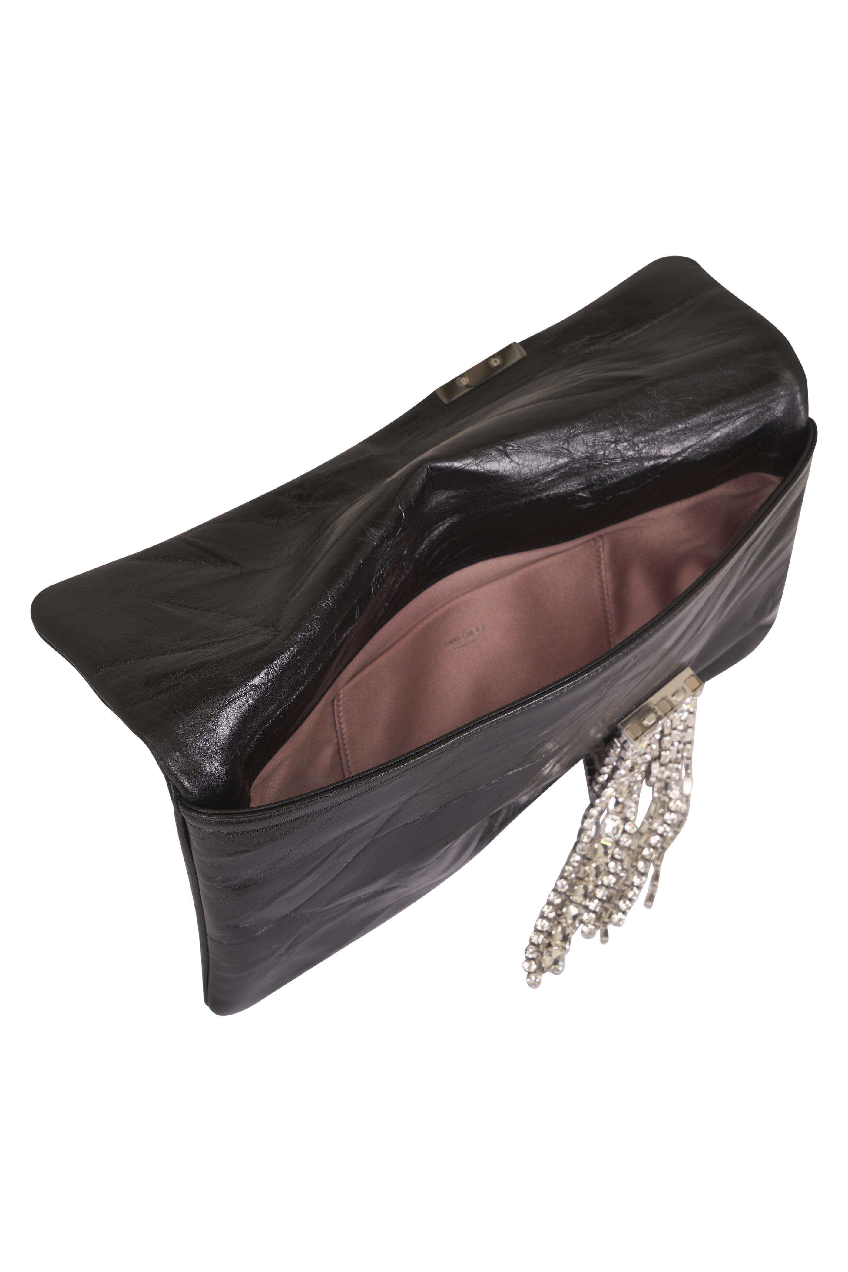 Jimmy Choo - Zandra Black Vintage Metallic Leather Clutch - view 4