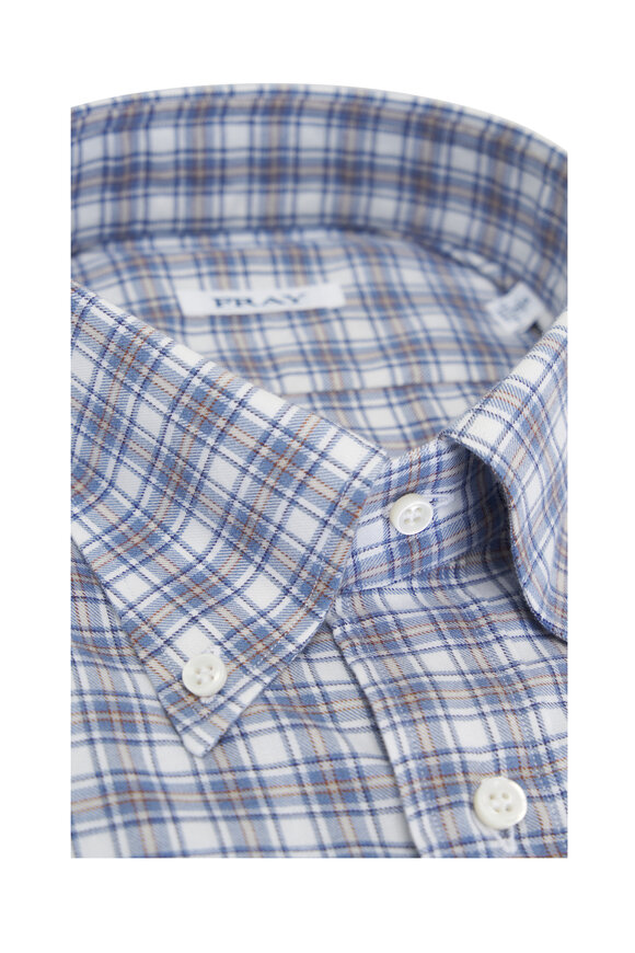 Fray - Blue Plaid Cotton Dress Shirt