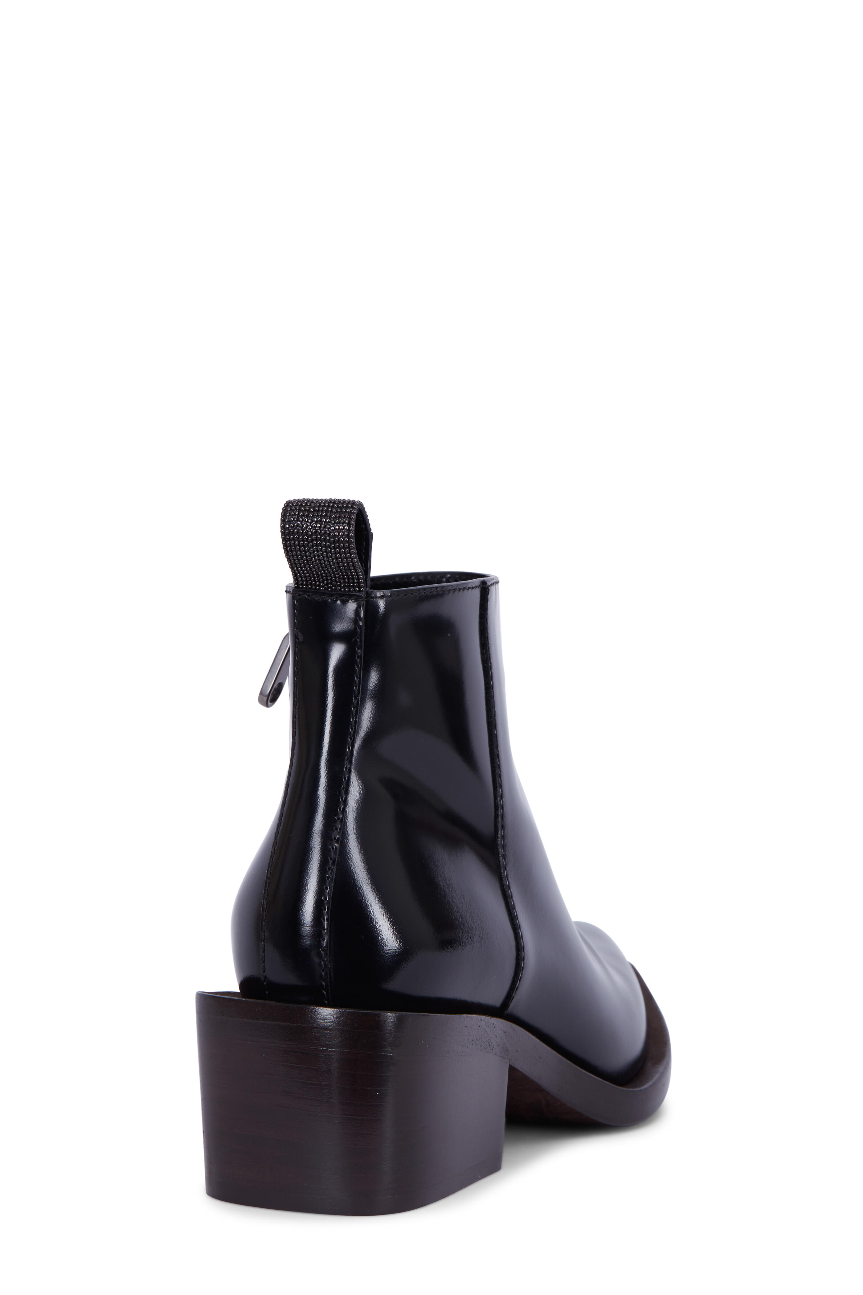 Brunello Cucinelli - Navy Blue Patent Leather Stacked Heel Boot, 50mm