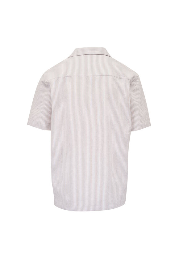 Vince White & Tan Seersucker Short Sleeve Shirt - view 3