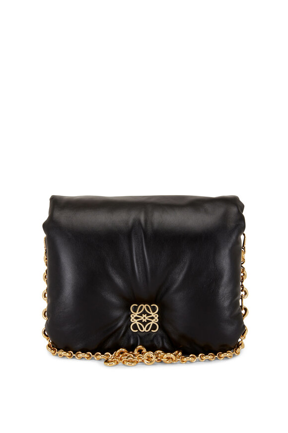 Loewe - Goya Black Leather Chain Puffer Bag