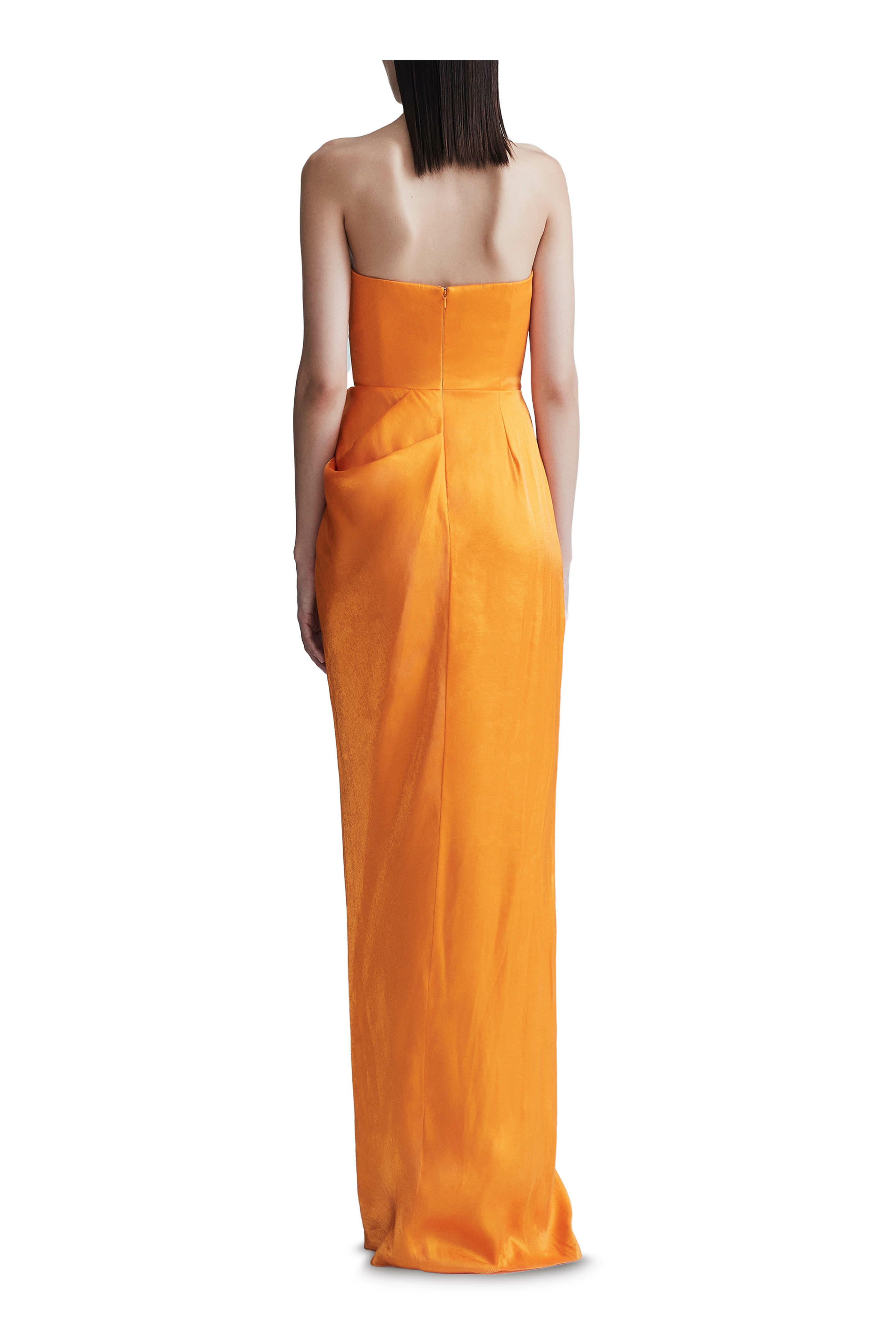 Lela Rose - Tangerine Strapless Draped Gown | Mitchell Stores