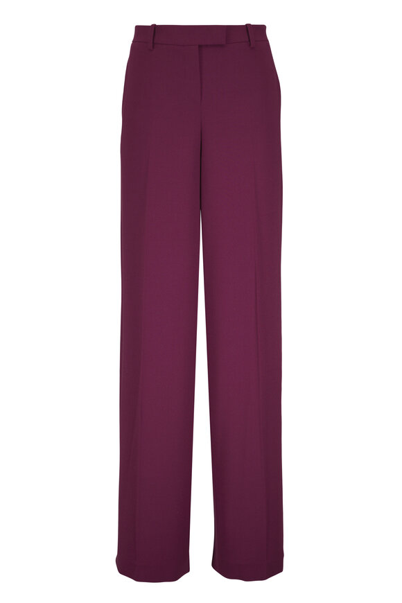 Michael Kors Collection Camilla Burgundy Double Pleat Stretch Wool Pant - view 1