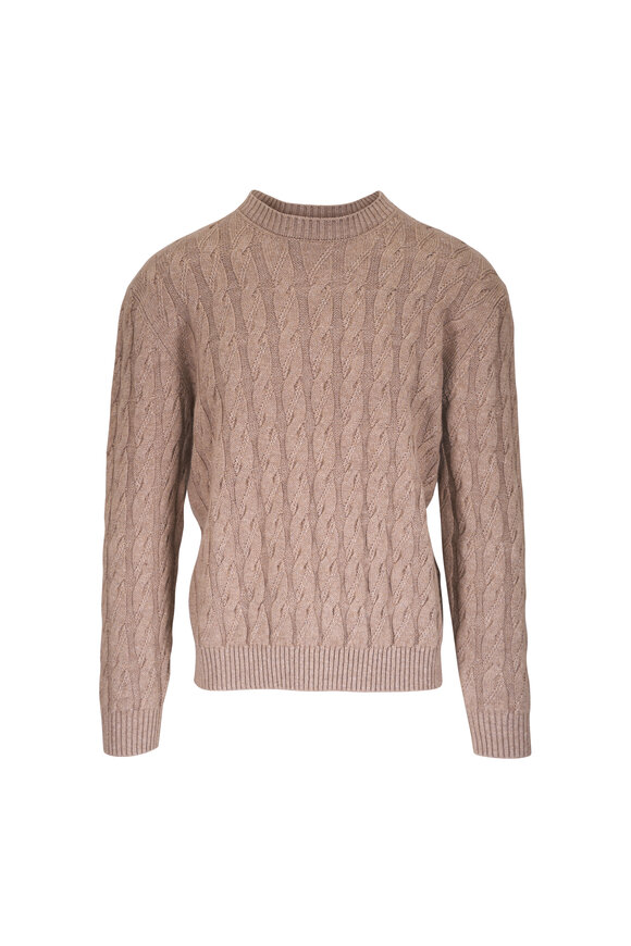 Zegna Beige Linen, Cashmere & Silk Crewneck Sweater