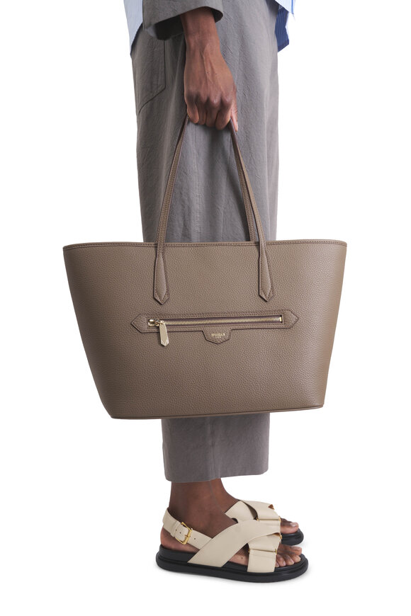 Moreau Paris Medium Monaco Taupe Leather Tote - view 2