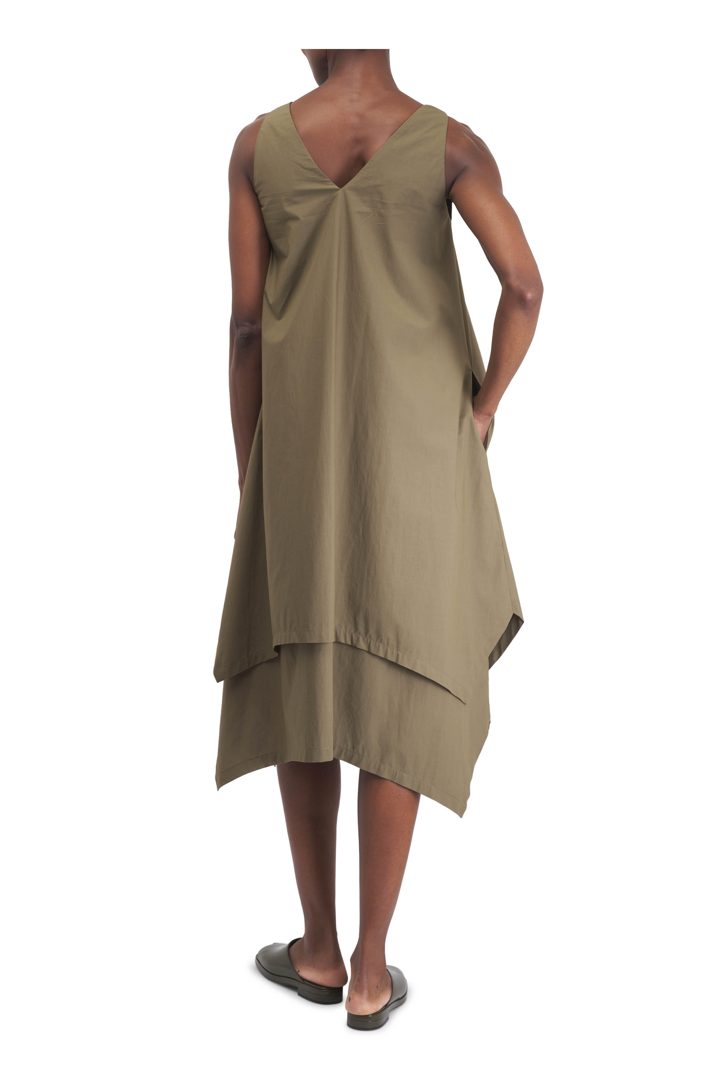 Odeeh - Dark Olive Cotton Poplin Dress