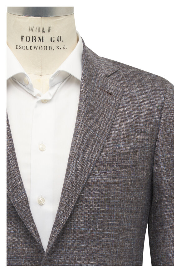 Canali Kei Brown Wool, Silk & Linen Sportcoat