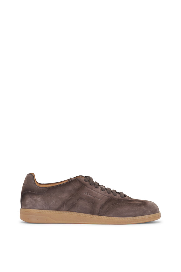 Santoni - Oly Cube Brown Suede Sneaker | Mitchell Stores
