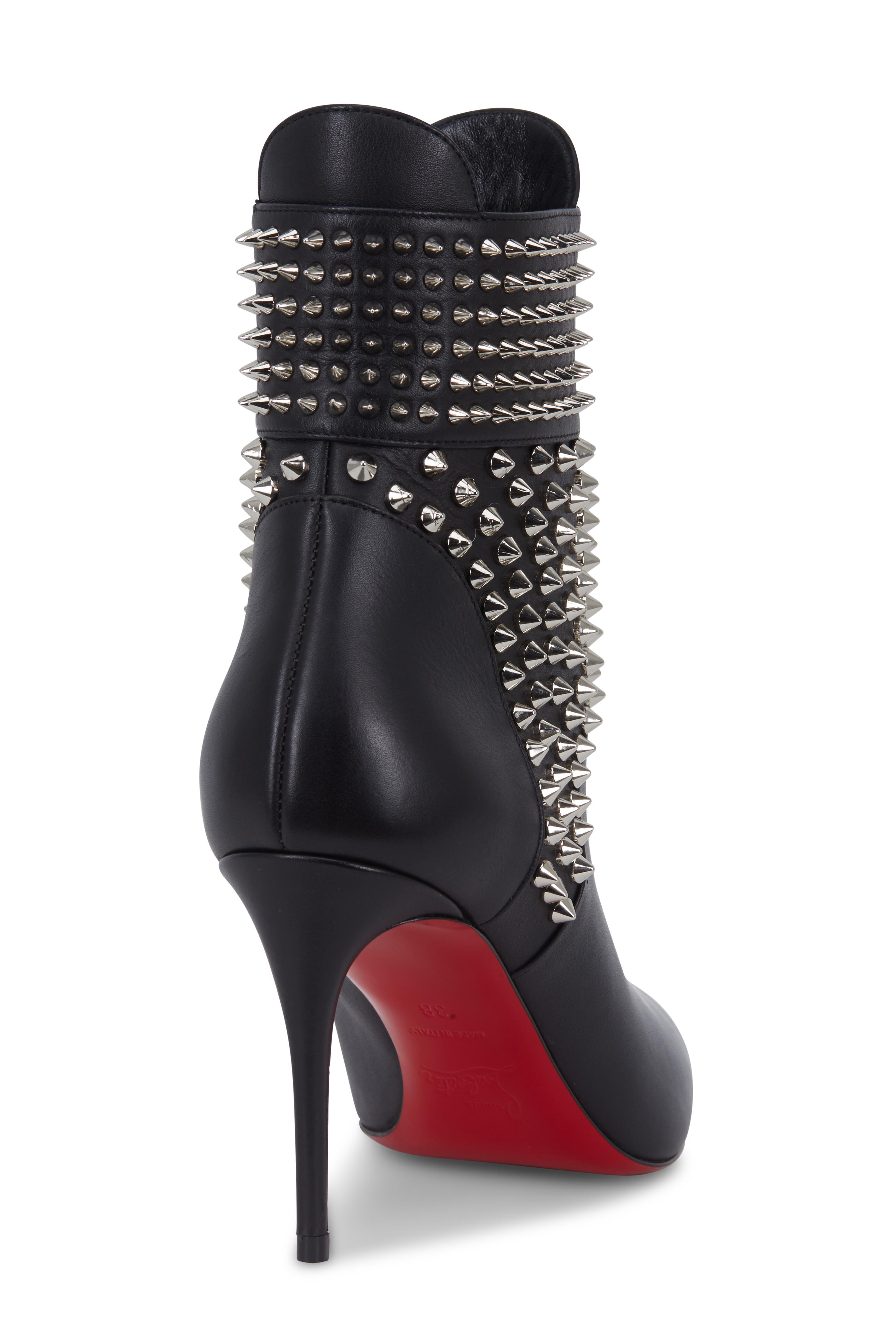 Christian Louboutin - Outline Black Leather Spike Boot, 70mm