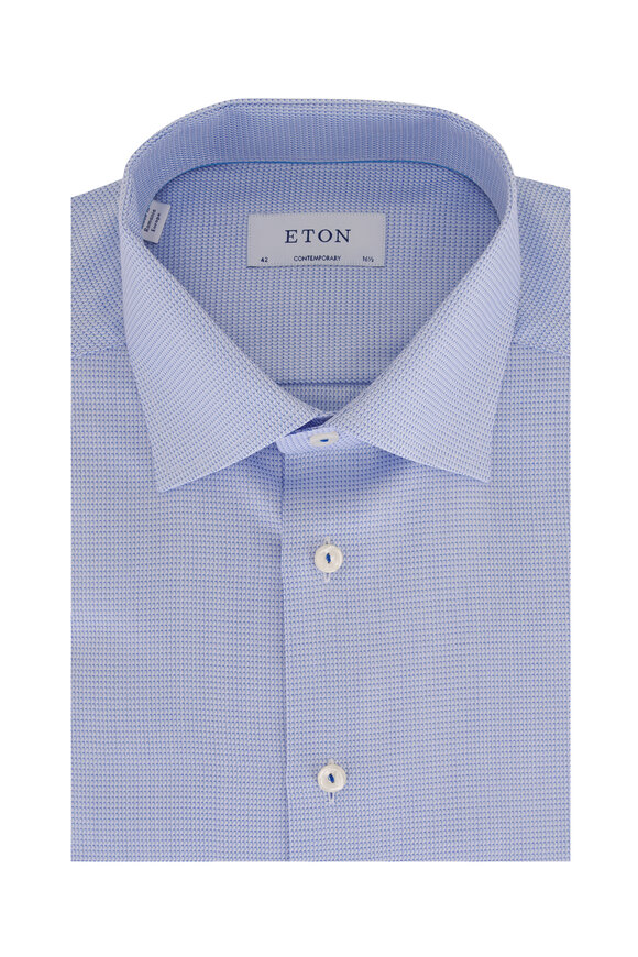 Eton Light Blue Textured Cotton Dress Shirt