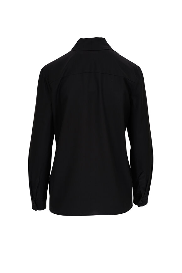 Nili Lotan - Angelique Black Tie Neck Silk Blouse 