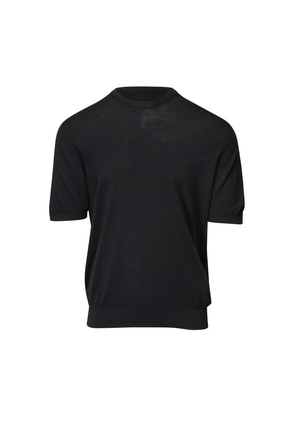 Colombo Black Wool Short Sleeve Sweater - view 1