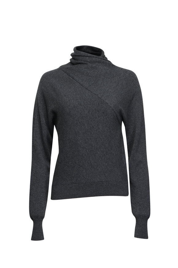 McQueen - Black & Silver Zip Slash Black Ribbed Knit Top