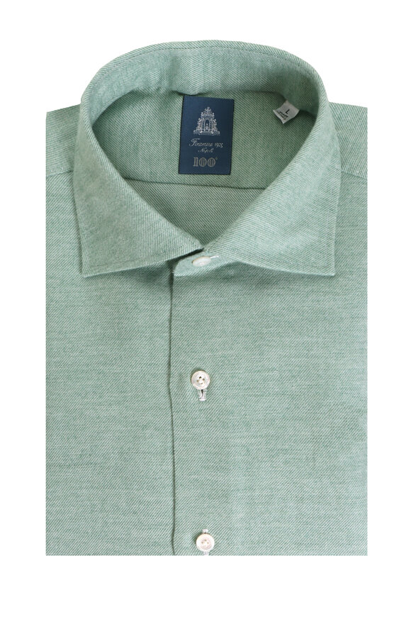 Finamore Sage Brushed Twill Sport Shirt