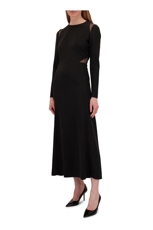 Akris - Black Silk Cut-Out Midi Dress 