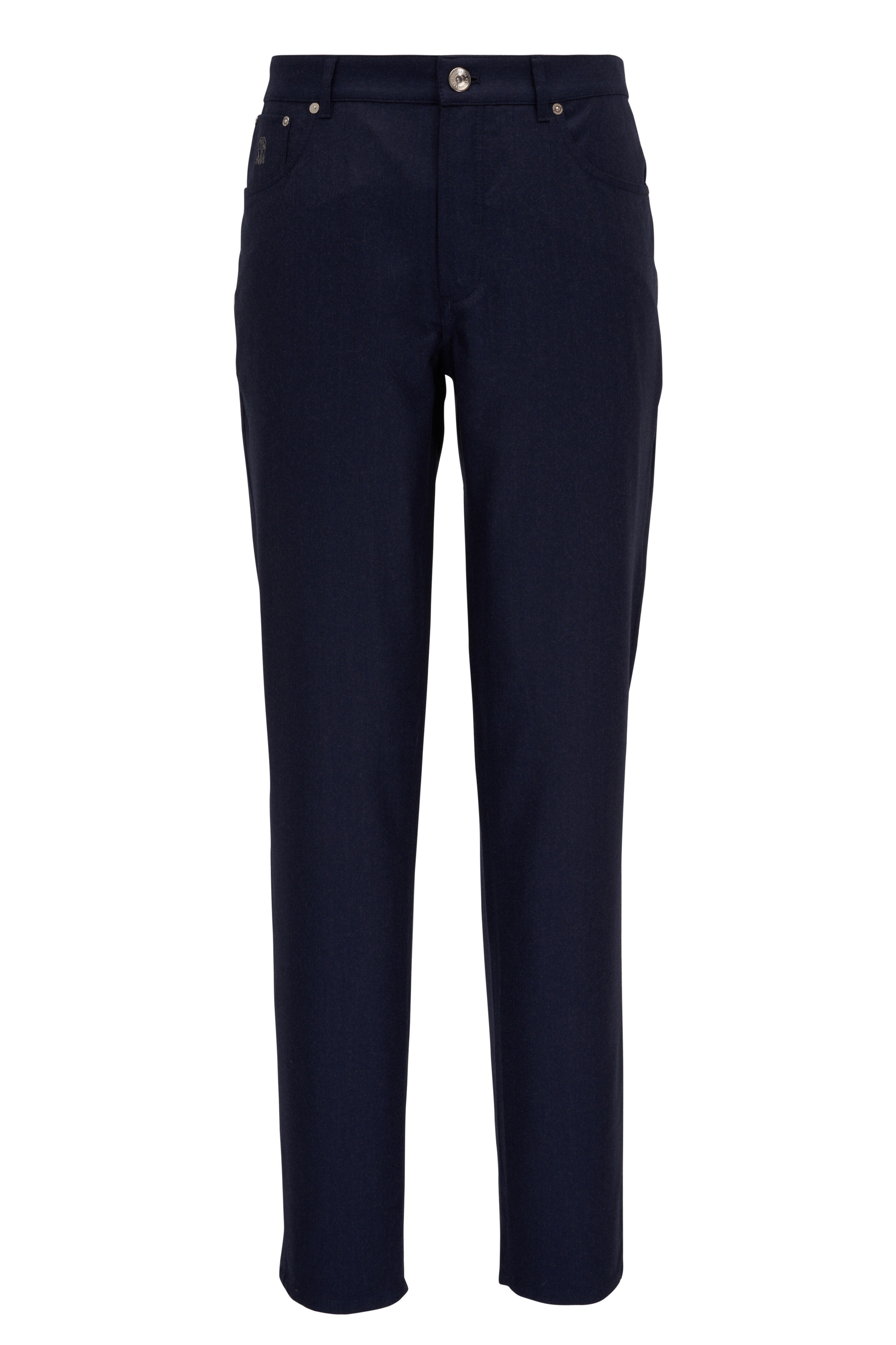 Brunello Cucinelli - Navy Wool Flannel Five Pocket Pant