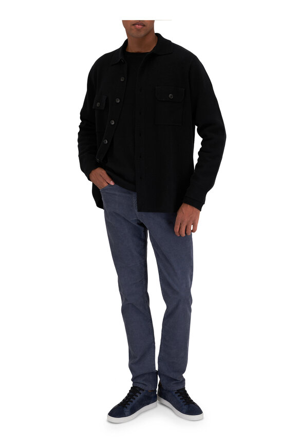 Kinross - Black Cashmere Coverstitch Crewneck Sweater