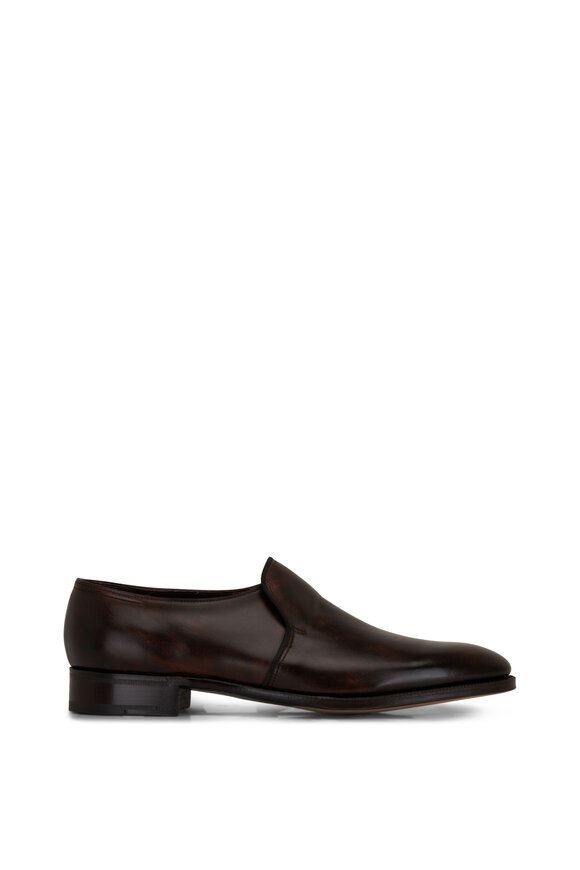 John Lobb - Edward Dark Brown Leather Slip On Loafer 