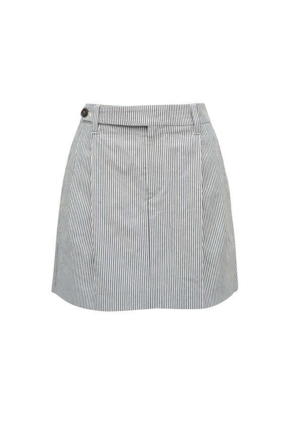 Brunello Cucinelli Stripe Cotton & Linen Mini Skirt