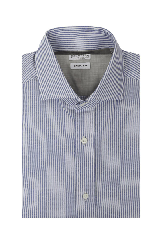 【BRUNELLO CUCINELLI】コットン 青 イタリア ペイズリーシャツ s25-brunello-cucinelli-dusty-