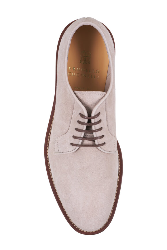 Brunello Cucinelli - Beige Suede Lace Up Dress Shoe