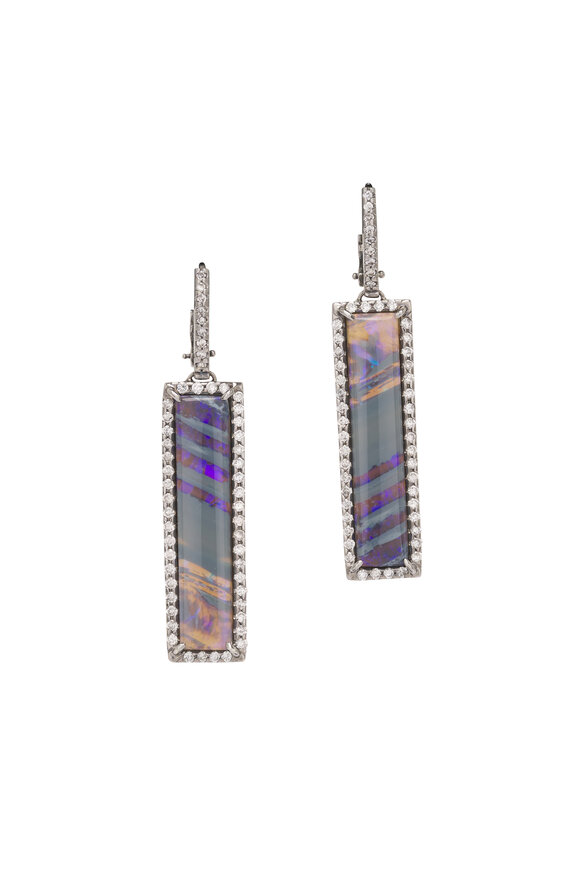 Kimberly McDonald Black Opal & Diamond Drop Earrings