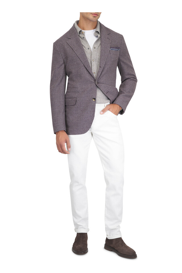 Brunello Cucinelli outfit featuring Stone Five Pocket Skinny Fit Jean, Prune Wool & Cashmere Sportcoat and 2 other pieces