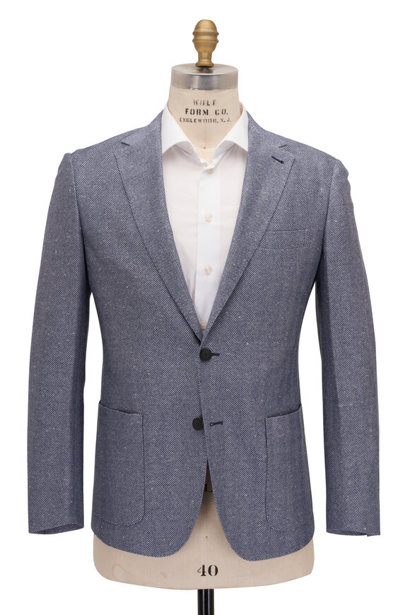 Fradi - SJ Light Blue Herringbone Cotton & Linen Sportcoat