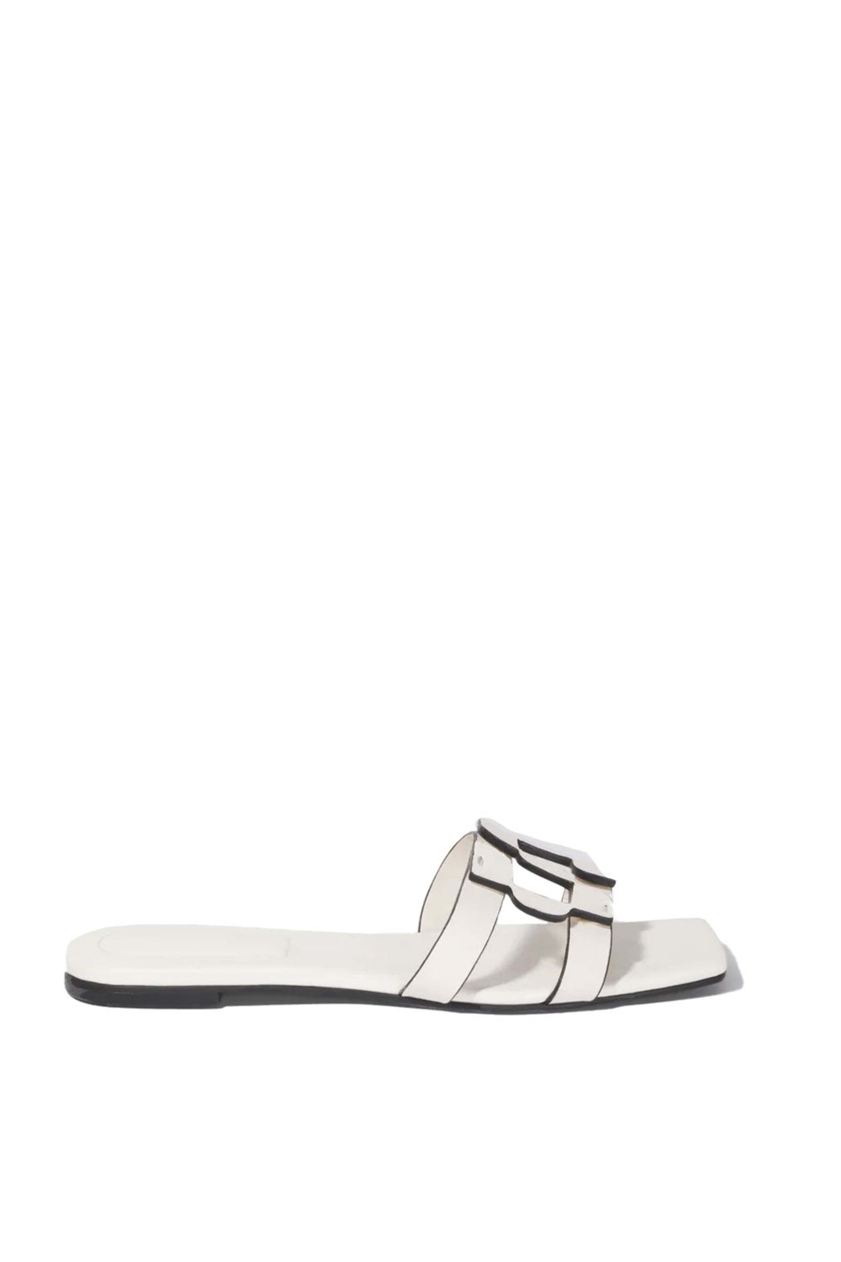 Simkhai - Monogram Leather Flat Slide in Ivory