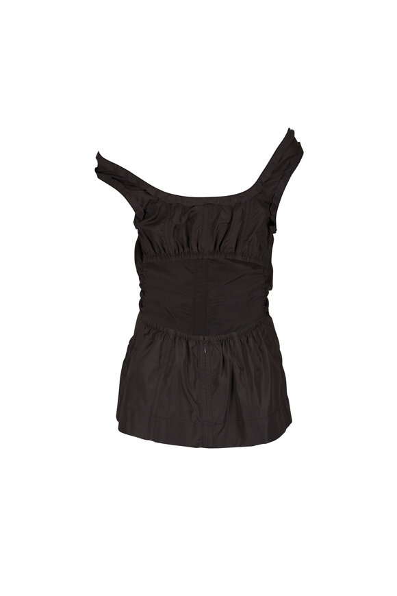 Bottega Veneta Dark Carrubo Washed Silk Taffeta Top - view 2