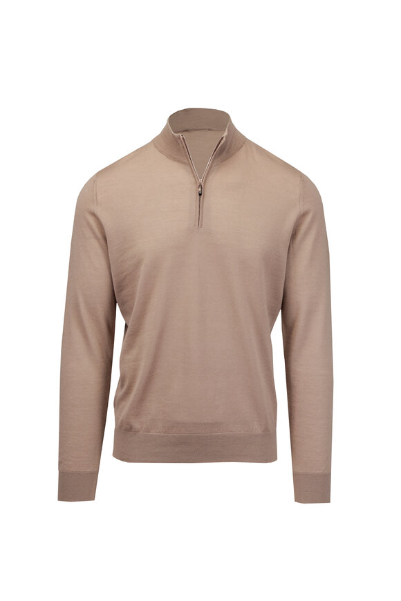 Colombo Beige Cashmere Quarter Zip Sweater - view 1