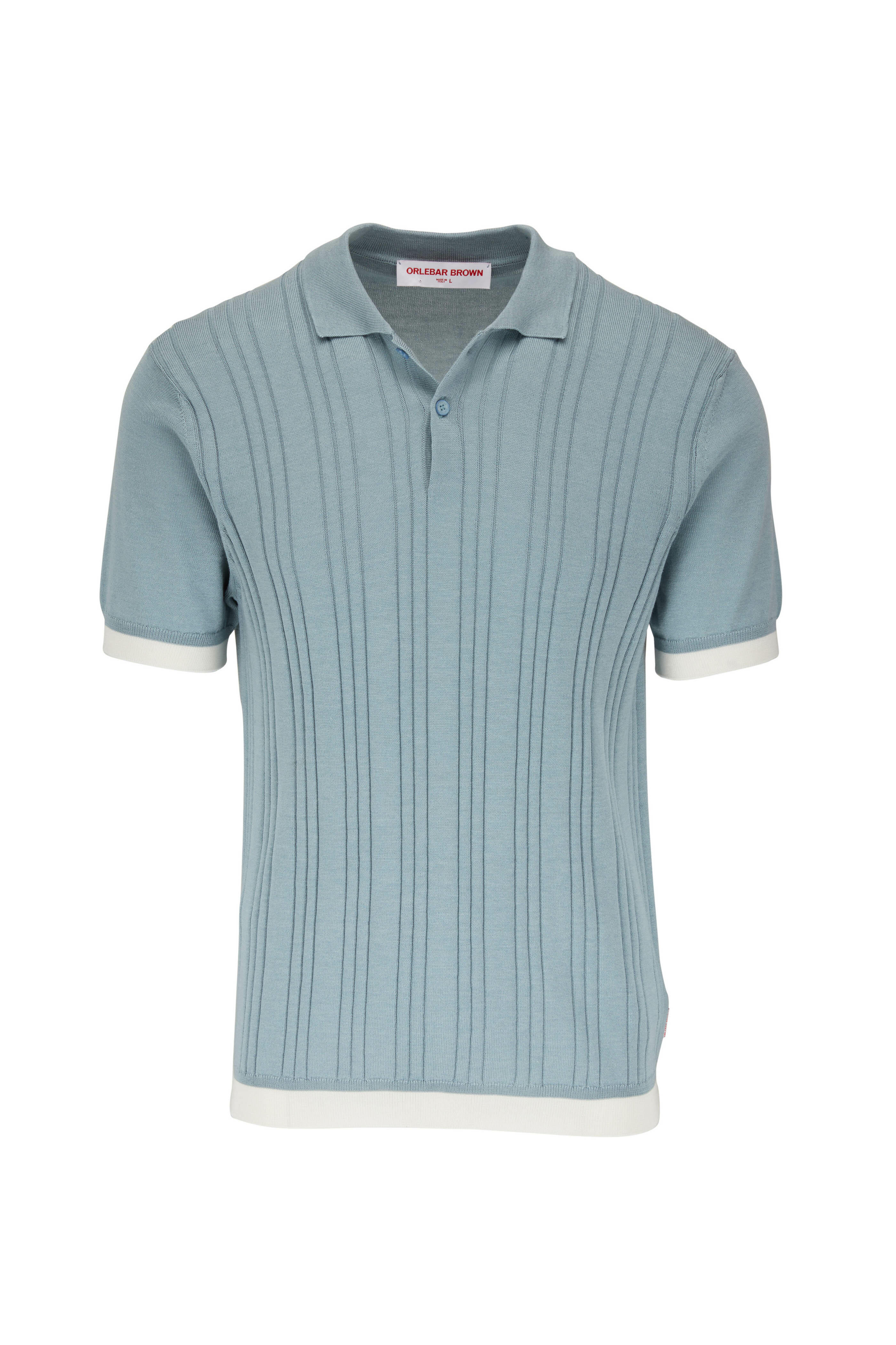 Orlebar Brown - Fairfield Mineral & White Ribbed Cotton Polo