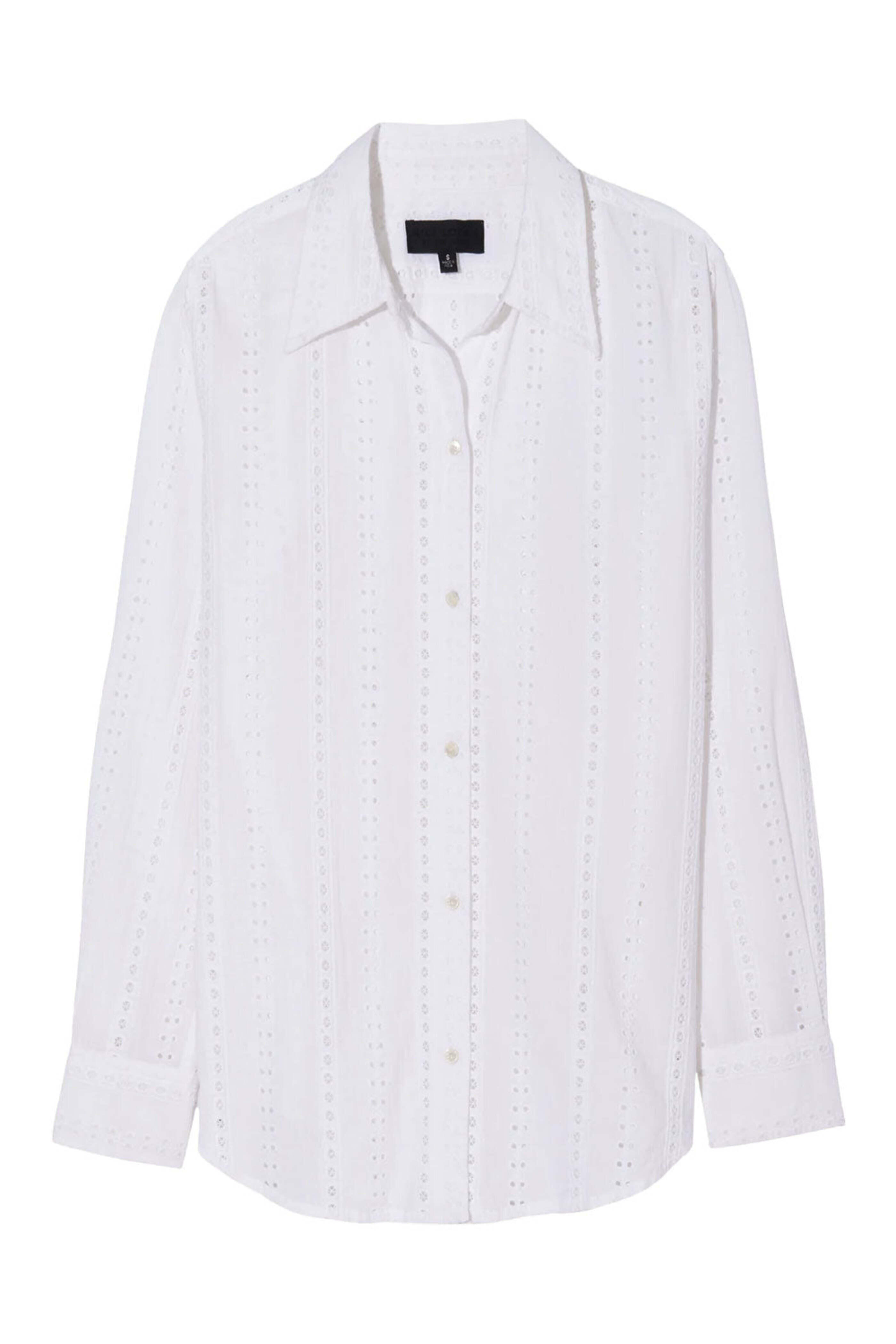 Nili Lotan - White Eyelet Button Up Kate Shirt